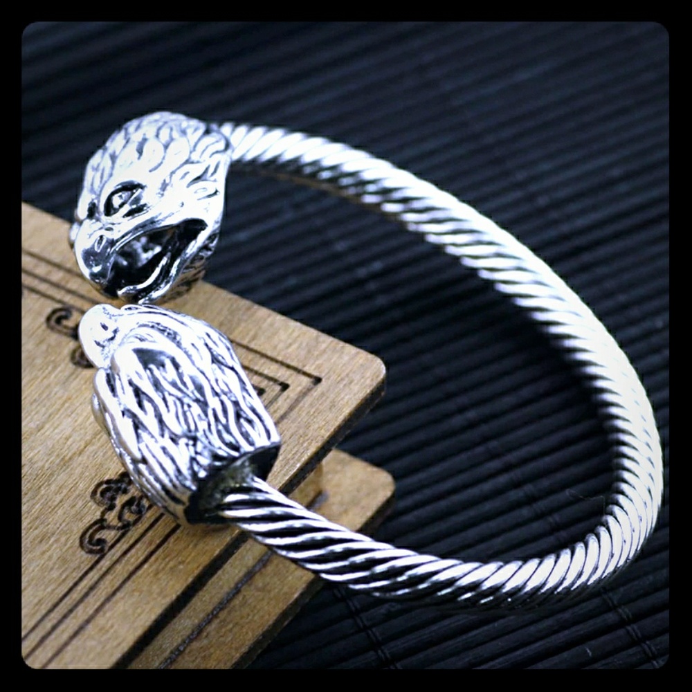 Native American Bald Eagle Men's SILVER Bracelet